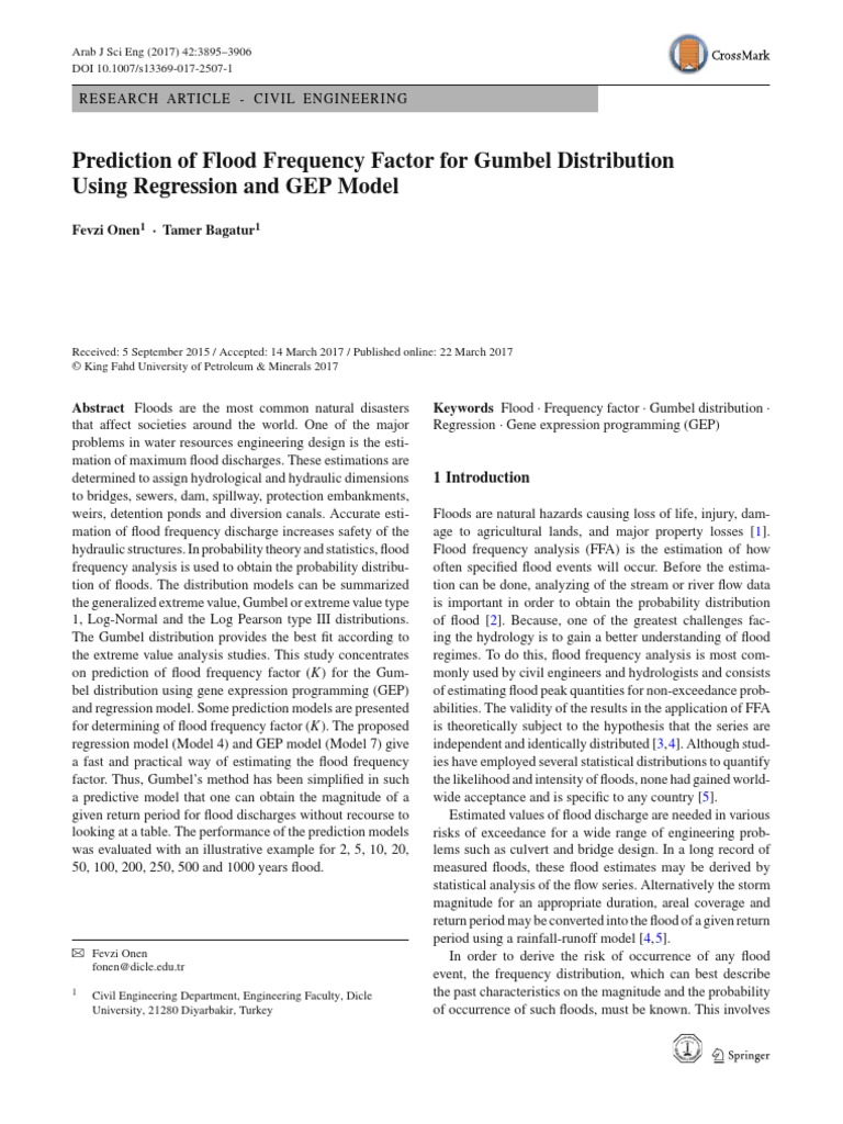 Prediction of Flood Frequency Factor For Gumbel Distribution PDF | PDF ...