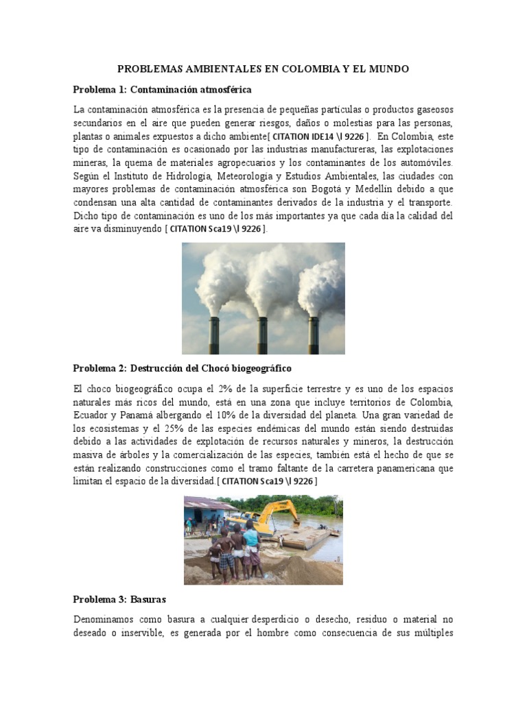 Problemas Ambientales en Colombia y El Mundo PDF Residuos Contaminación