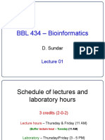 BBL 434 - Bioinformatics: D. Sundar