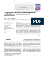 The production of hydrogen through the uncatalyzed partial oxidation of methane in an internal combustion engine