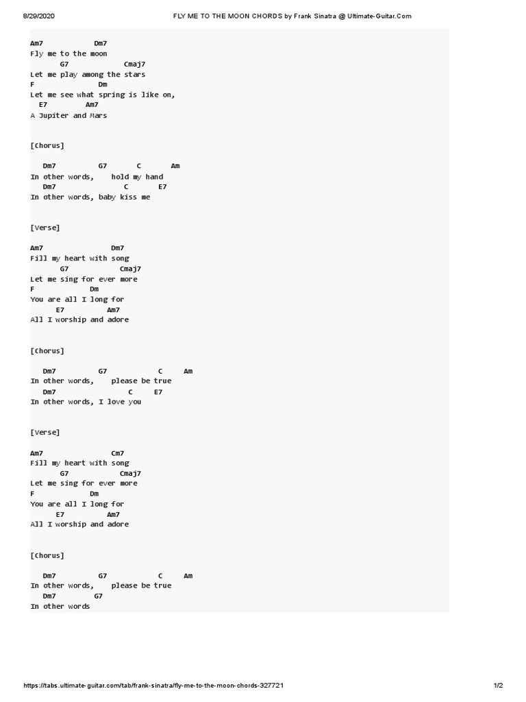 FLY ME To The MOON CHORDS by Frank Sinatra PDF