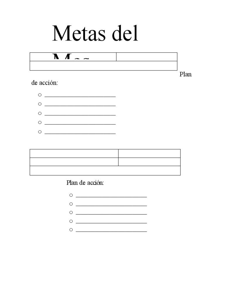 Plan de Acción y Metas Mensuales | PDF | Crecimiento personal y profesional