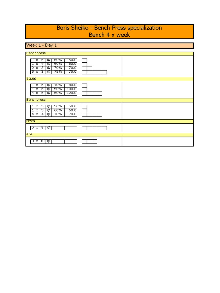 Boris Sheiko - All Programs (Spreadsheets) | PDF | Hobbies | Athletic ...