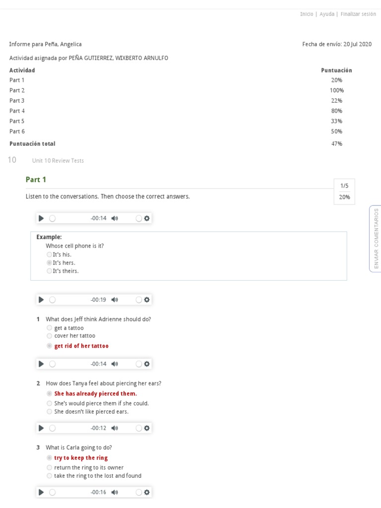 Unit 10 general test modo informe unit 10 unit 10 review tests