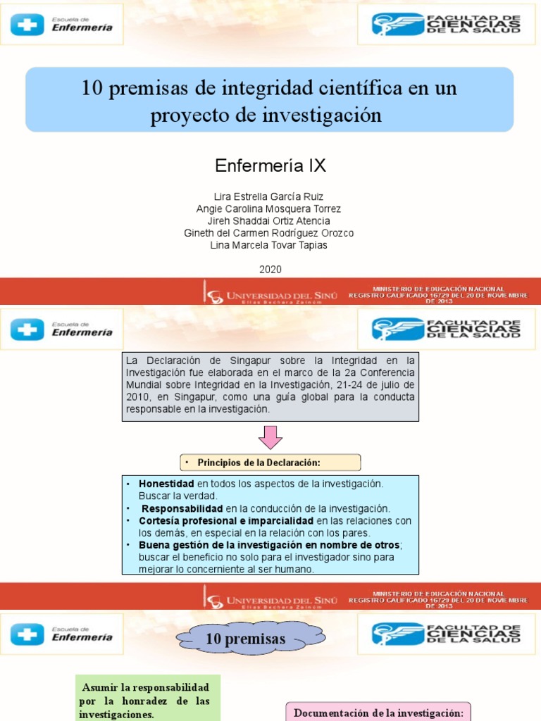 10 Premisas de La Integridad Cientifica PDF Consentimiento