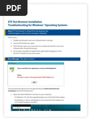 Ets Test Browser Installation Troubleshooting | PDF | Icon (Computing) |  Microsoft Windows