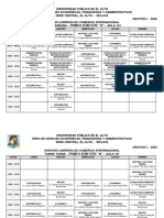 UPEA-CCI, Horarios Comercio Internacional, 2020-I 