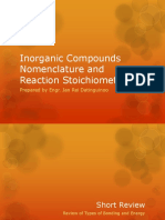 Inorganic Compounds Nomenclature and Reaction Stoichiometry