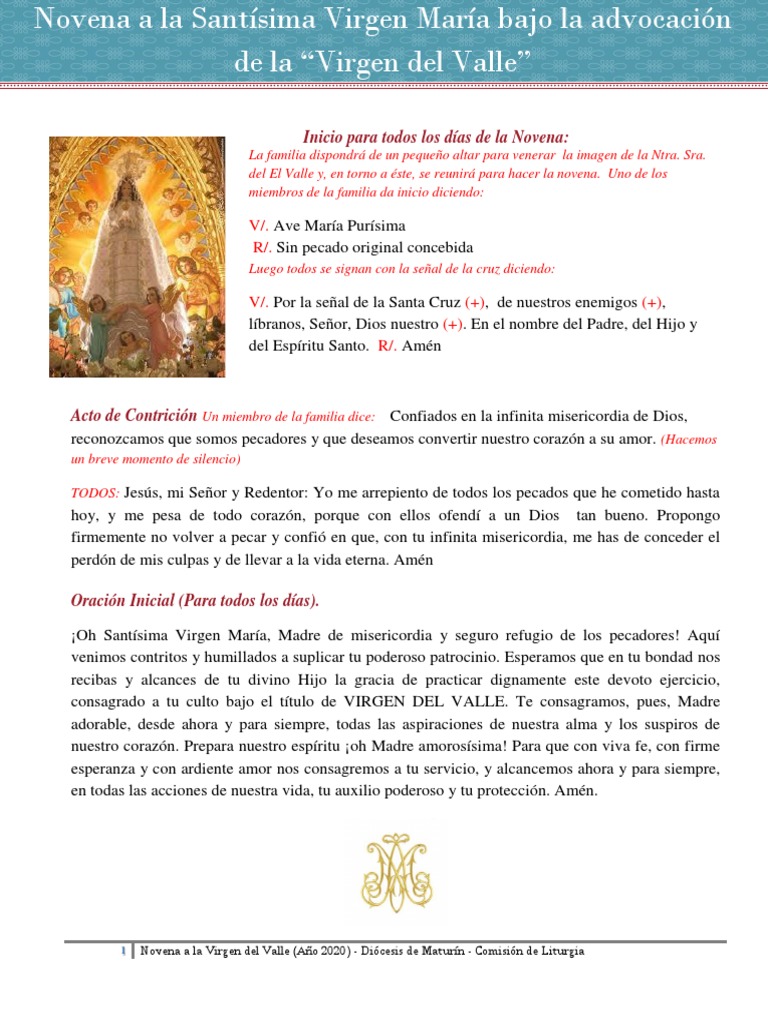 Novena a la Virgen del Valle 2020 | PDF | María, madre de Jesús | Oración