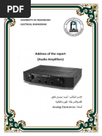 Address of The Report) Audio Amplifiers) : Universtty of Technology Electrical Engineering