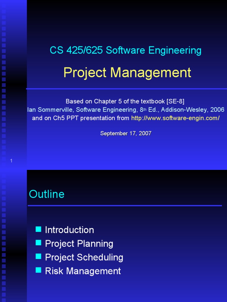 Project Management: CS 425/625 Software Engineering | Download Free PDF ...