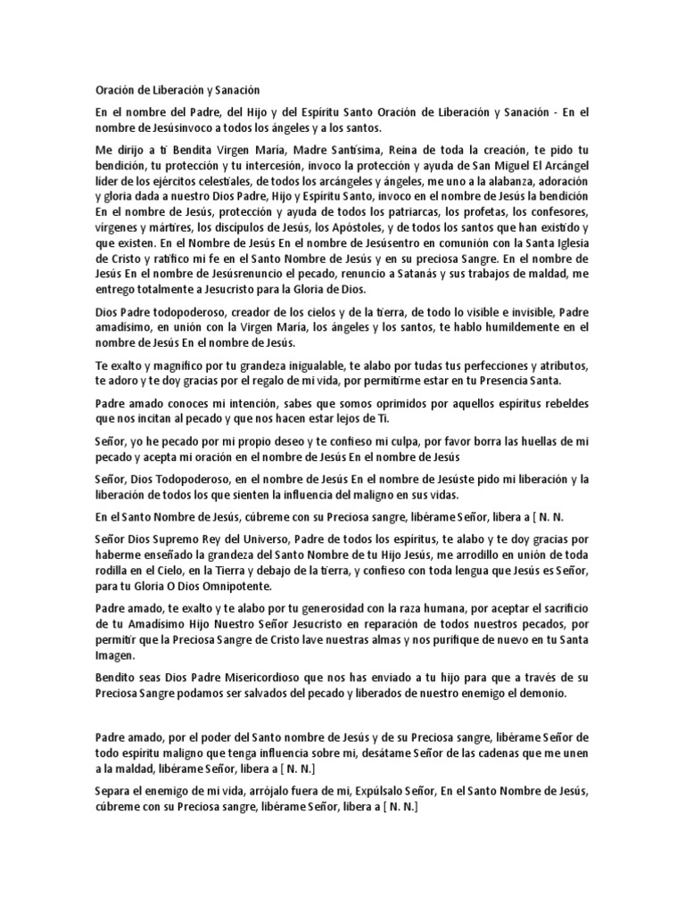 Oración Católica de Liberación y Sanación | PDF | Cristo (título) | Oración
