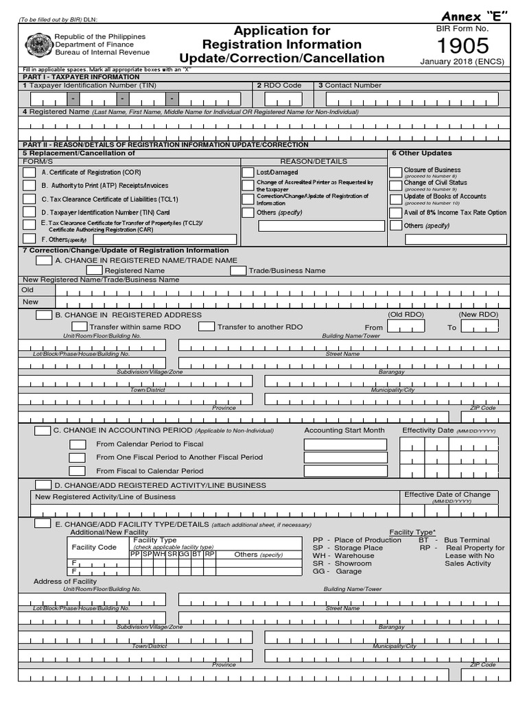 1 Taxpayer Identification Number (TIN) 2 RDO Code 3 Contact Number - 4 ...