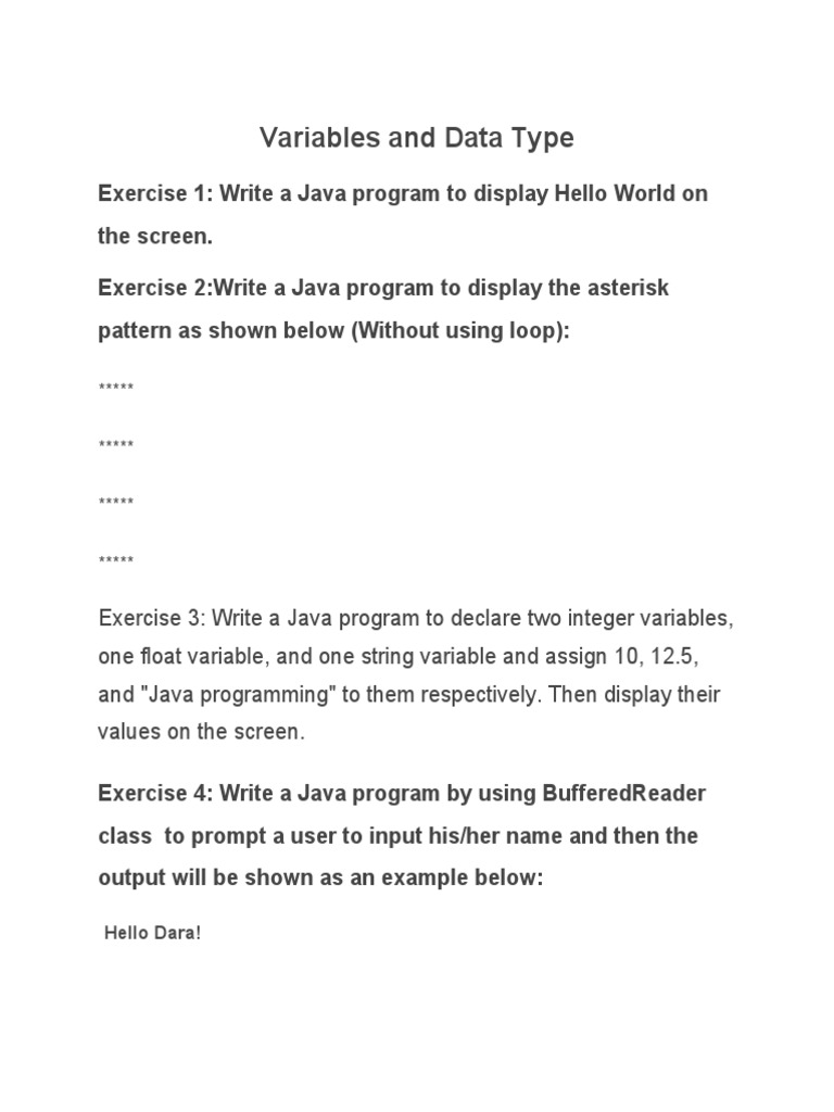 Variables and Data Type: Hello Dara! | PDF | Array Data Structure ...
