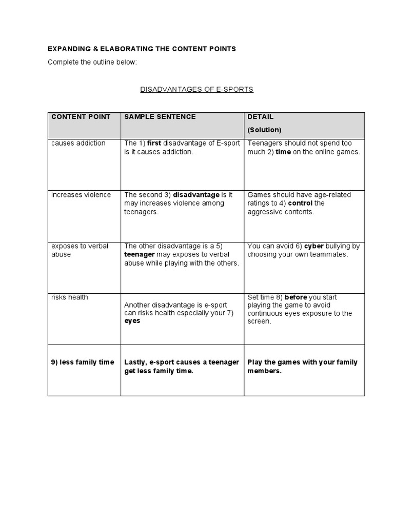 Expanding & Elaborating The Content Points | PDF | Sports & Recreation ...