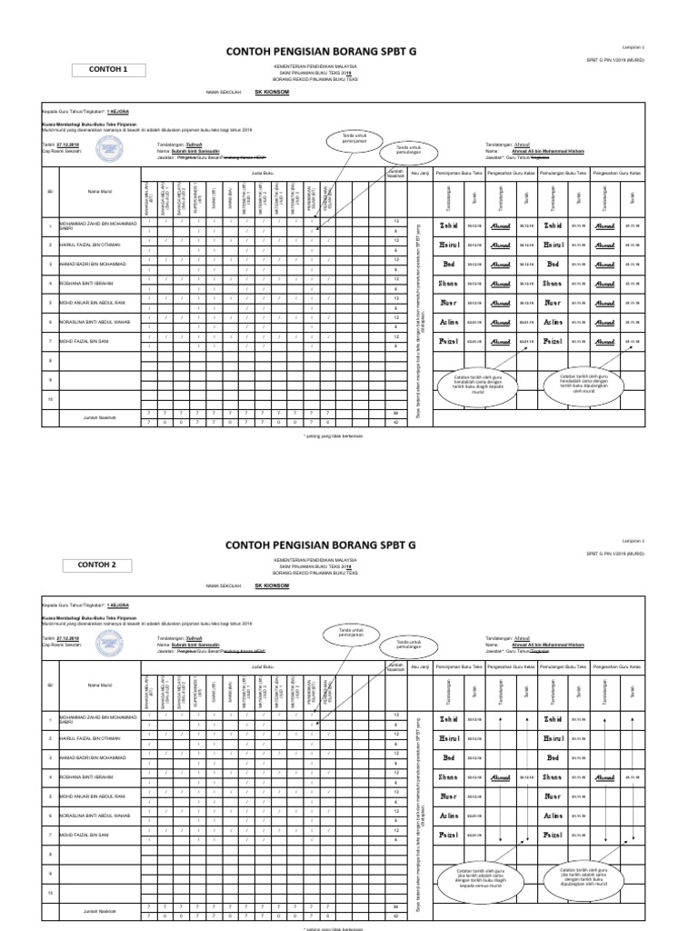 Borang SPBT G Terbaru | PDF