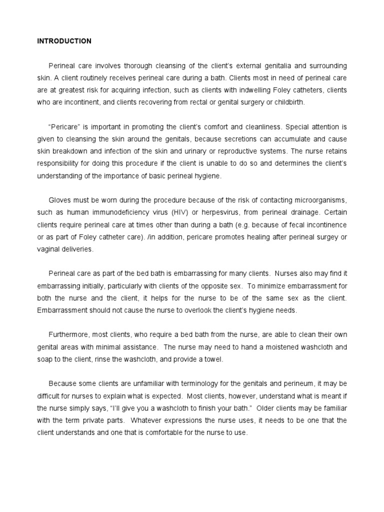 Perineal Care Final | Hygiene | Vagina