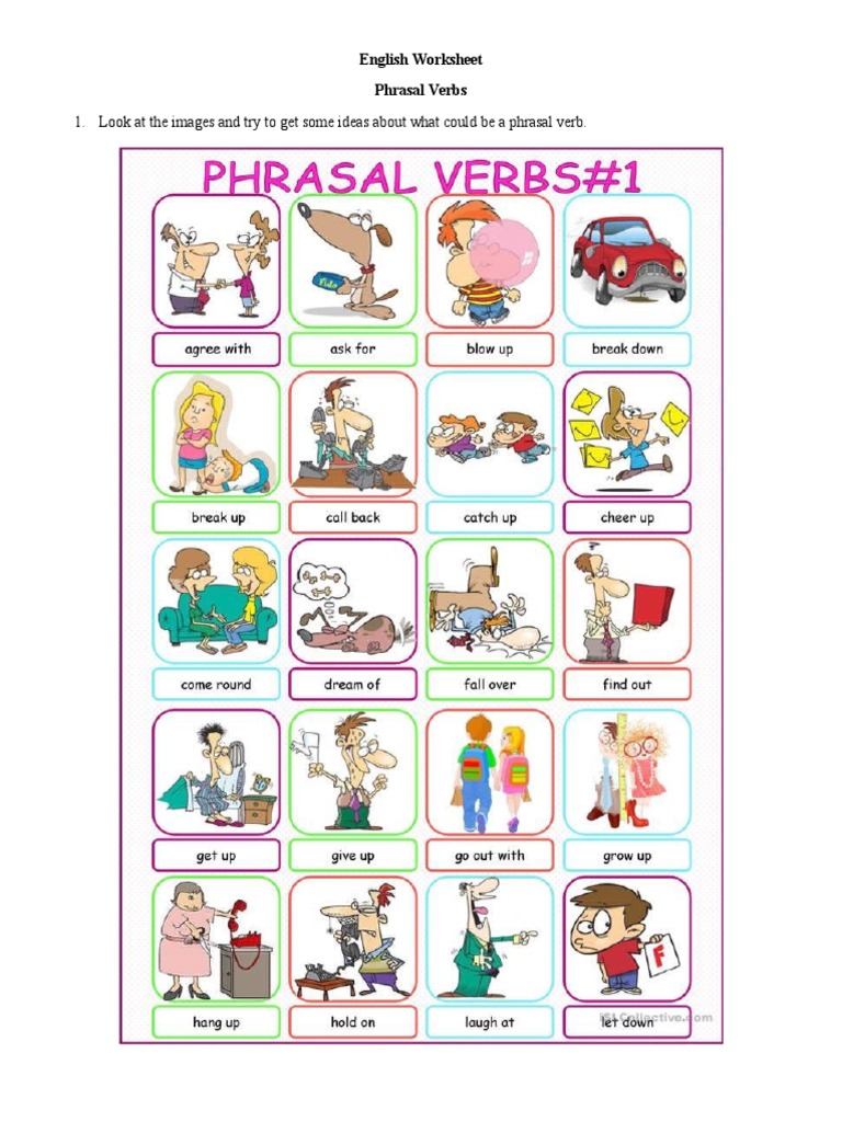 Phrasal Verbs Worksheet for Kids | PDF | English Language | Verb