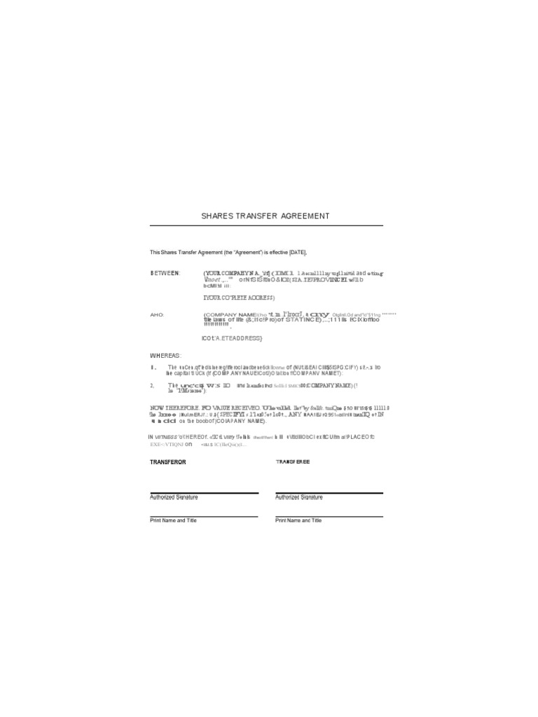 Share Transfer Agreement Template | PDF