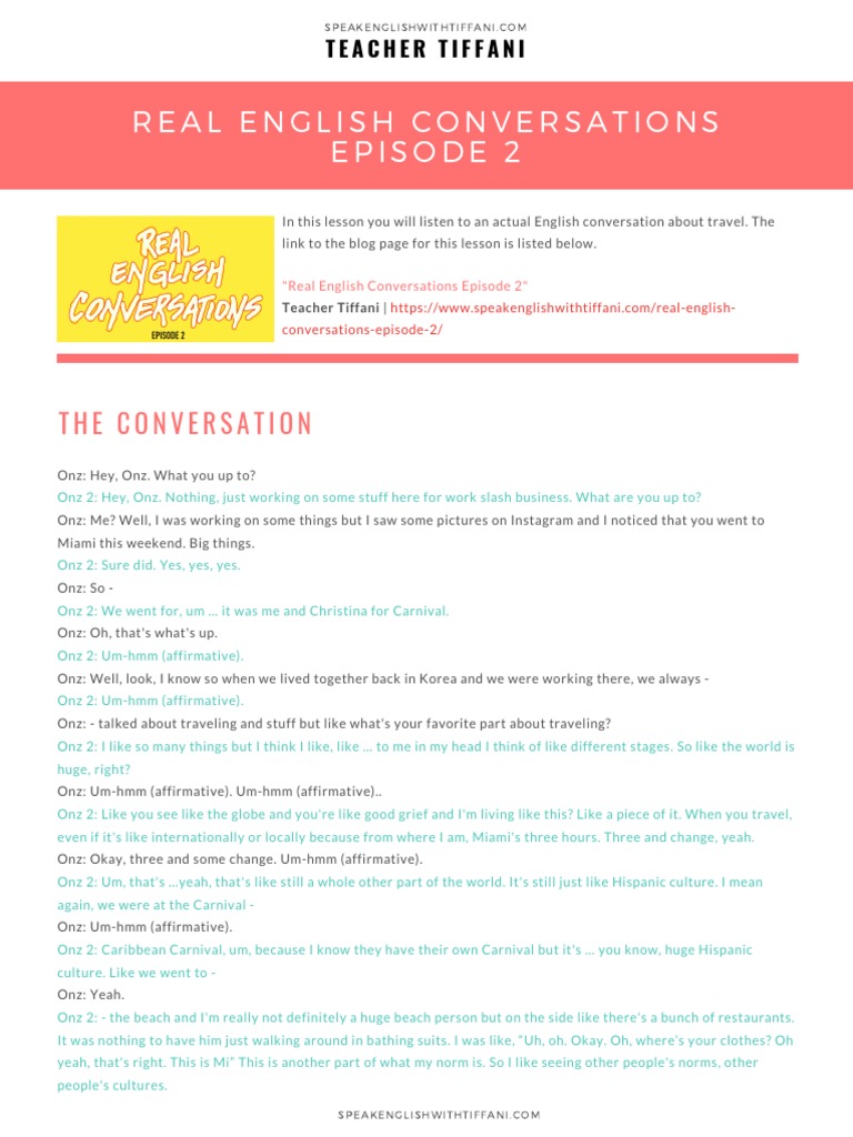 English Conversation on Travel Insights | PDF | Language Arts ...