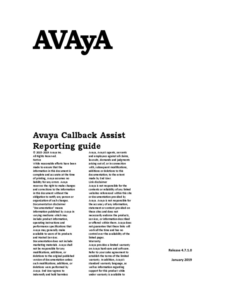 Avaya Callback Assist Reporting Guide | Download Free PDF | Port ...