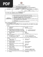 Fundamentals of Accounting Business and Management 2: Last Name Given Name M.I. Grade & Section Score Date