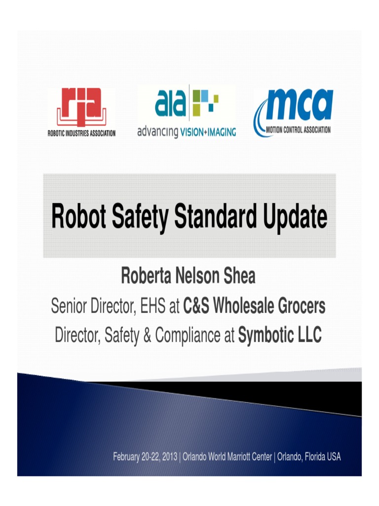 Robot Safety Standard Update: Roberta Nelson Shea | PDF | Safety ...