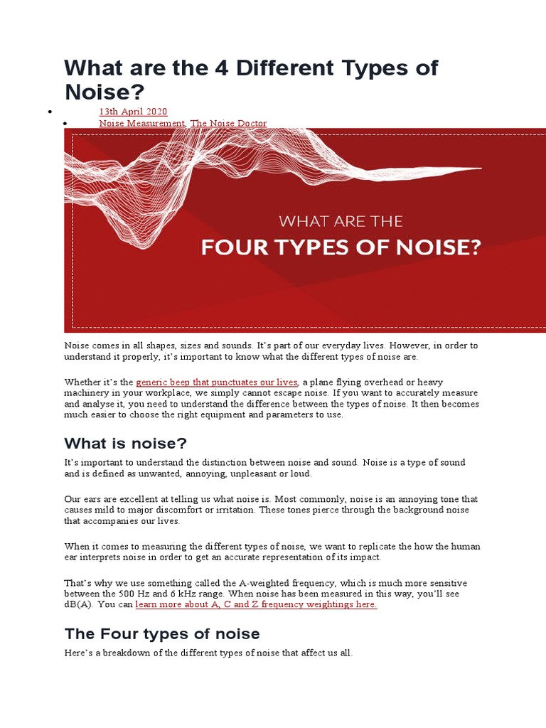 What Are The 4 Different Types of Noise | PDF | Noise | Audiology