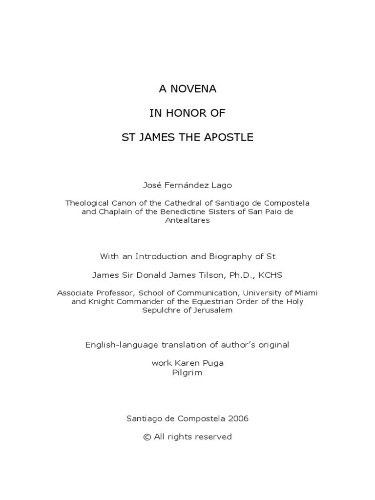 St James Novena Pdf John The Apostle Jesus