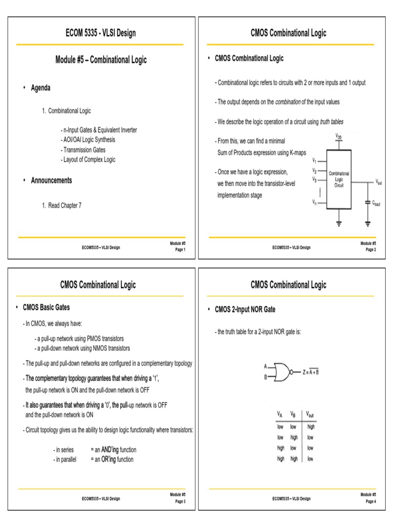 ECOM 5335 - VLSI Design Module #5 Combinational Logic CMOS ...