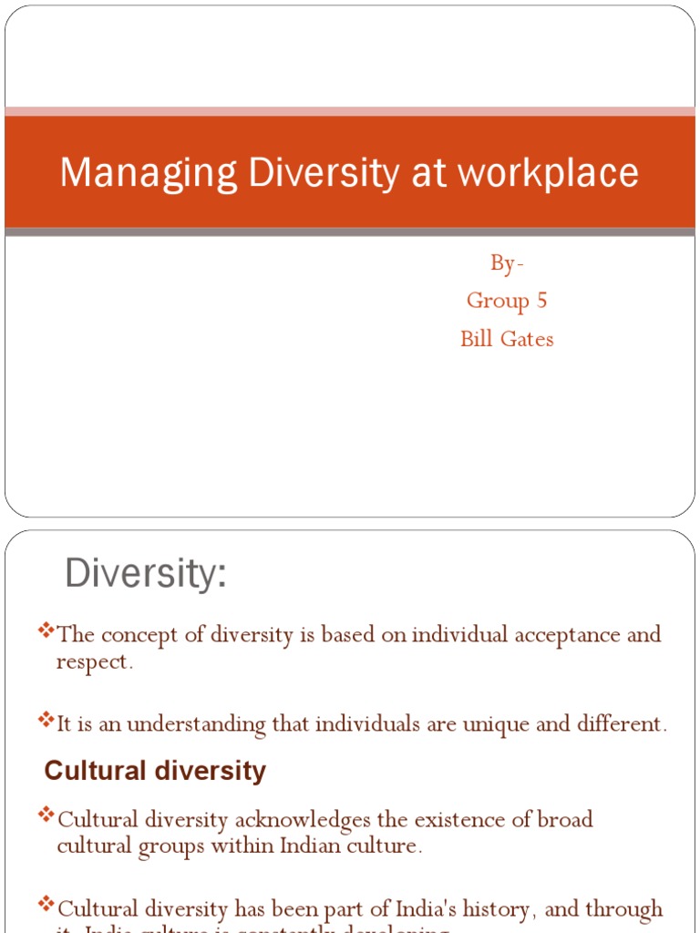 Managing Diversity at Workplace: By-Group 5 Bill Gates | PDF ...