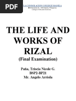 The Life and Works of Rizal: (Final Examination)