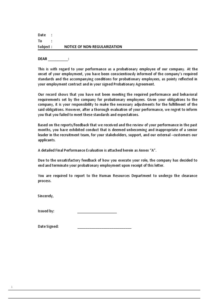 Non Regularization Notice