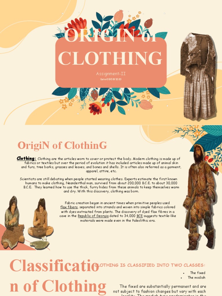 Origin of Clothing PDF Clothing Textiles