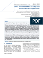 Development of Framework For An Integrated Model For Technology Transfer