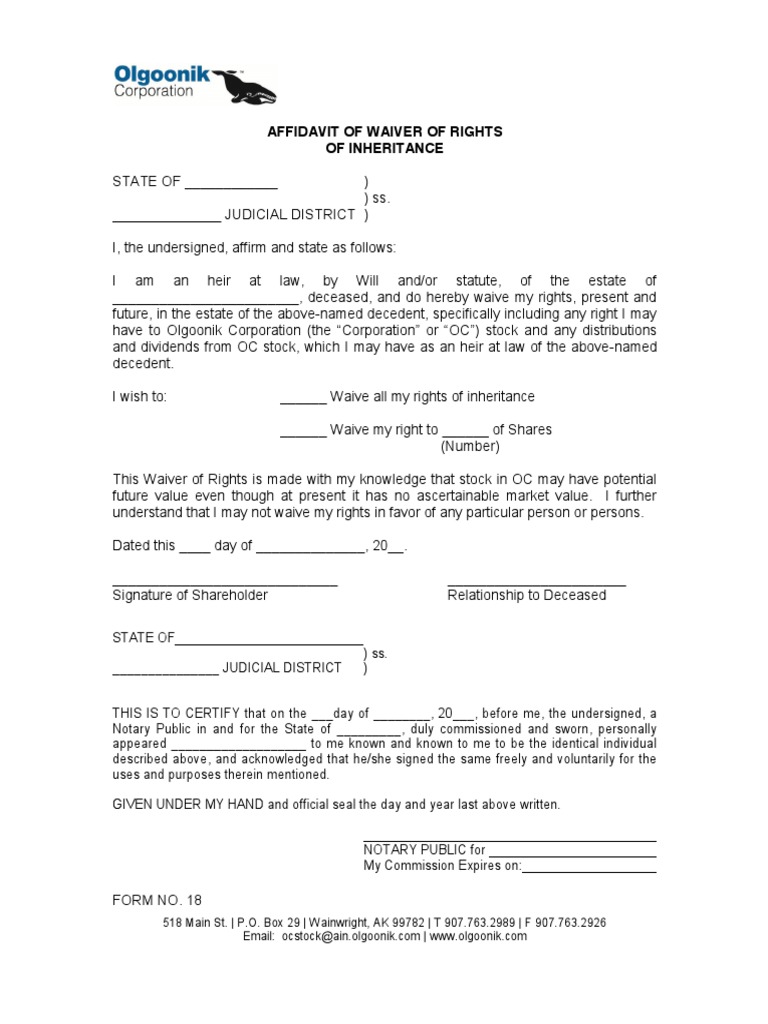 Affidavit of Waiver of Inheritance Rights | PDF | Social Science