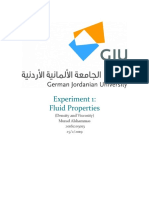 Experiment 1: Fluid Properties: (Density and Viscosity) Murad Alshammas 20161203013 25/2/2019