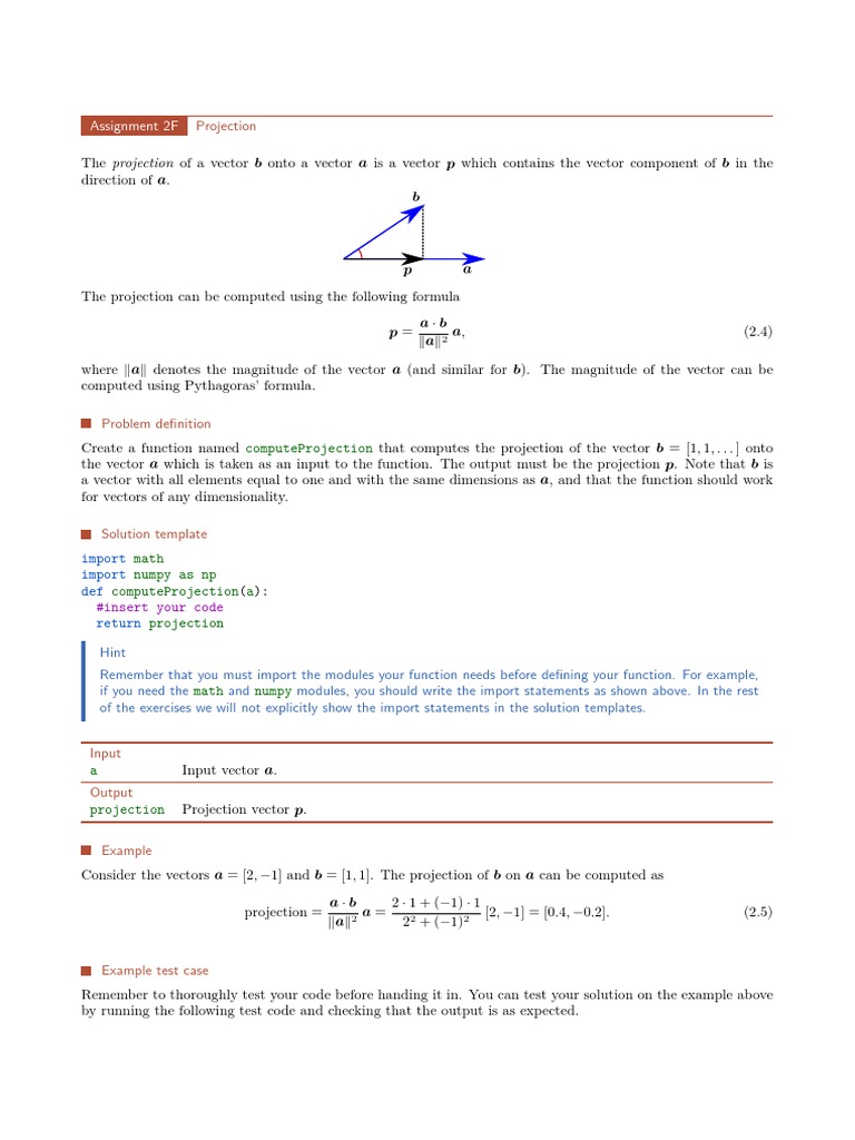 Assignment 2F: Projection | PDF | Function (Mathematics) | Vector Space