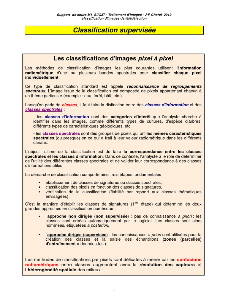 Classification d'images en télédétection | PDF | Informations ...