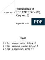 The Relationship of Gibbs Free Energy Keq and Q