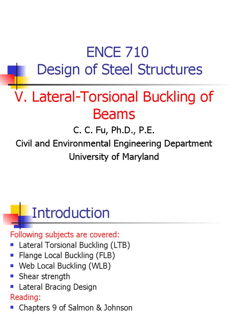 Lateral Torsional Buckling in Beams | PDF | Buckling | Bending