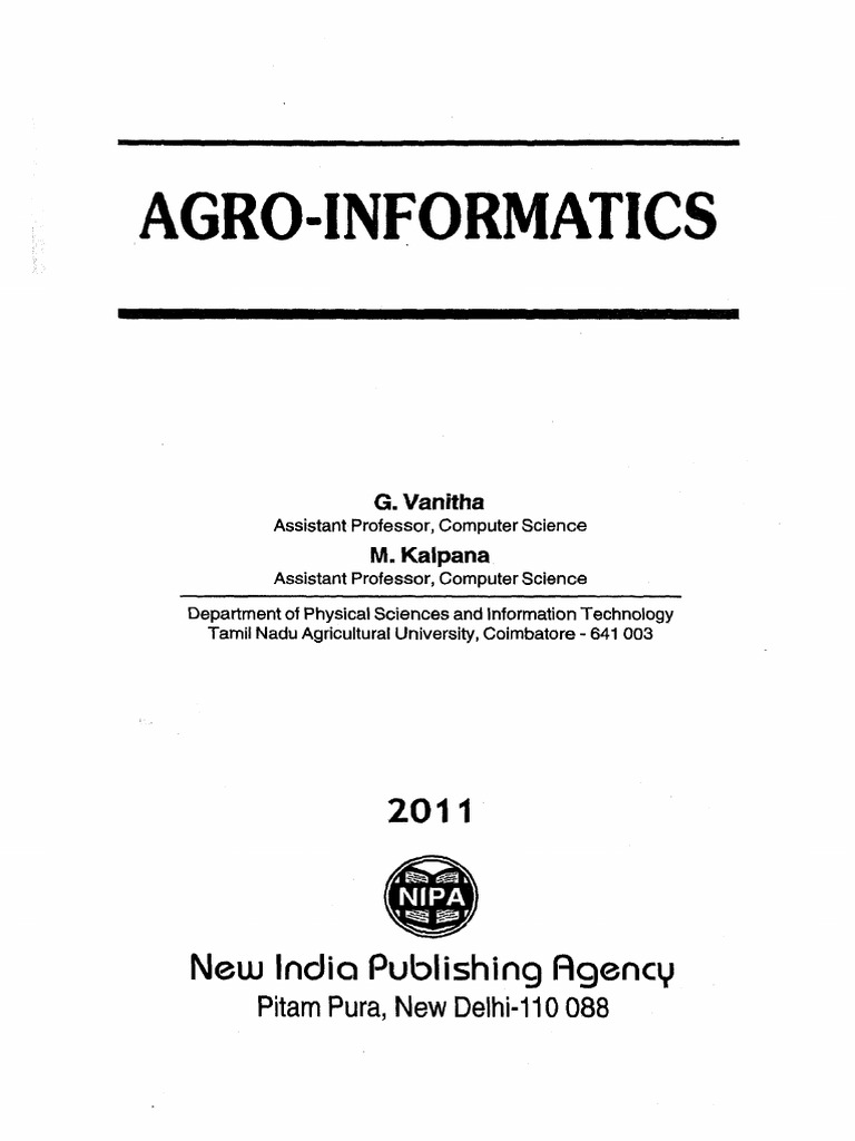 Agri-Informatics - Notes by G Vanitha | PDF | Relational Database ...