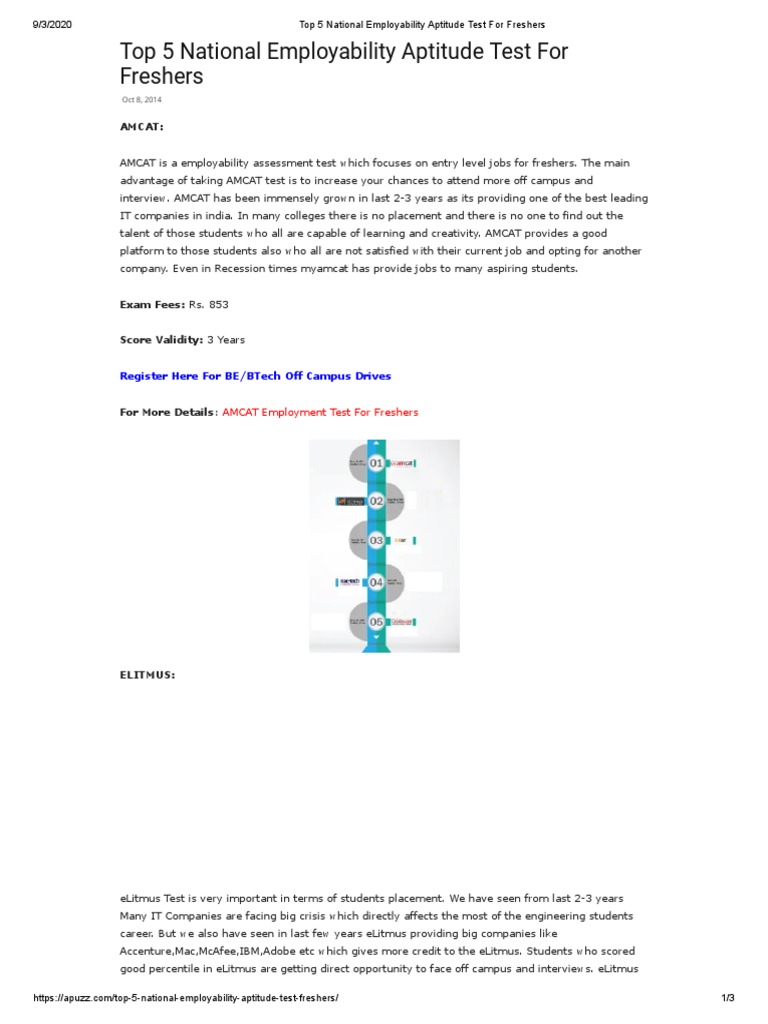 Top 5 Employability Tests for Freshers | PDF | Test (Assessment ...