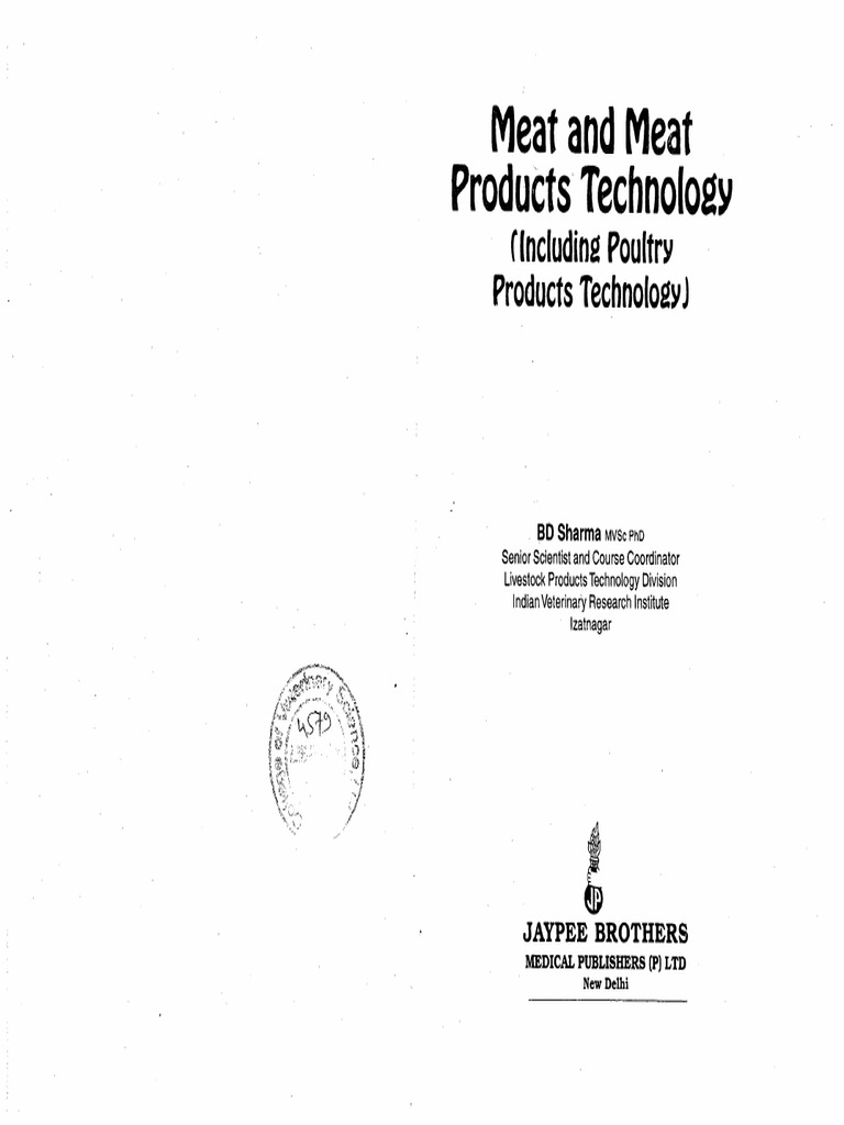 Meat and Meat Products Technology Including Poultry Products Technology