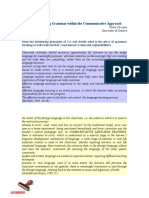 (Re) - Positioning Grammar Within The Communicative Approach: Worksheet 1.1 Titela Vilceanu University of Craiova