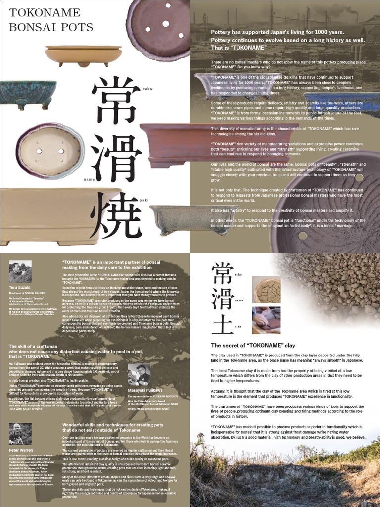 Tokoname Bonsai Pots: Craftsmanship & Quality | PDF | Bonsai | Pottery