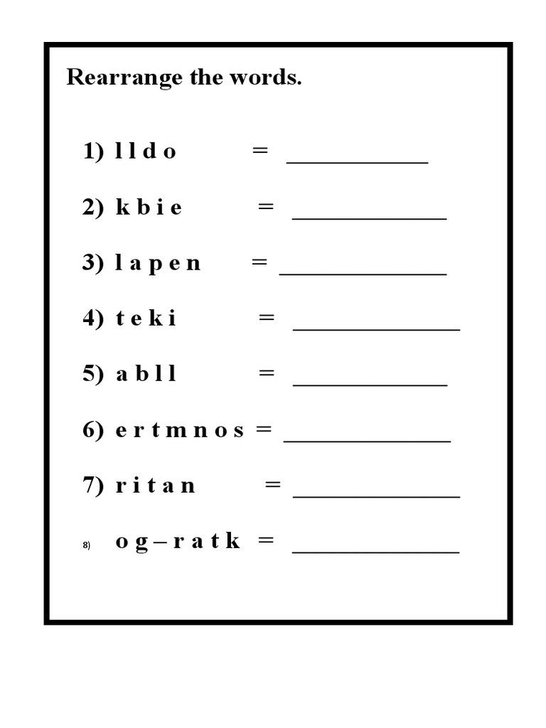 Word Unscrambling Exercise | PDF | Science & Mathematics