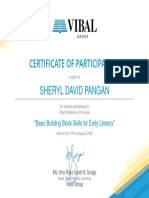 Certificate of Participation: Sheryl David Pangan