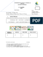 Universidad Nacional Agraria La Molina Centro de Idiomas M Id-Term Test