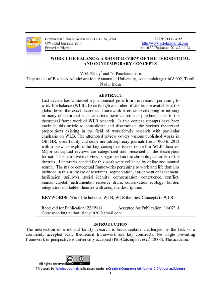 Work Life Balance A Short Review of The PDF | PDF | Identity (Social ...